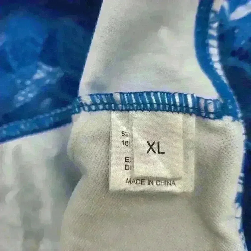 NWOT Sky Blue & White XL Swimdress‎ Top Only Wide Lace Band Gathered Shoulders